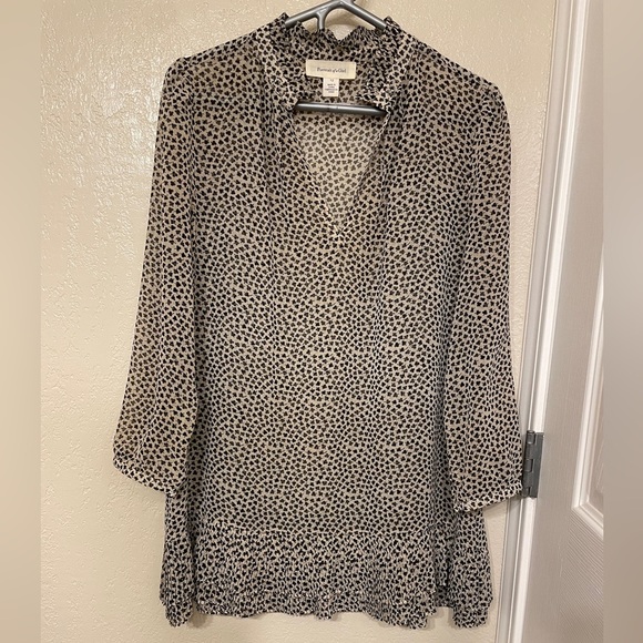 Anthropologie Portrait Girl 6 ruffled hem Clover Sheer peasant hippie boho LG - Picture 1 of 10